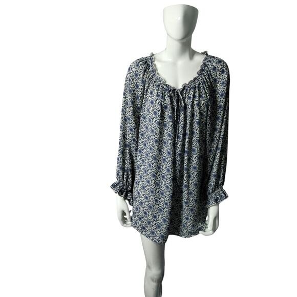 Max Studio Womens 2X Boho Flowy Peasant Floral Top Smocked Balloon Sleeve Flowy - Picture 5 of 11